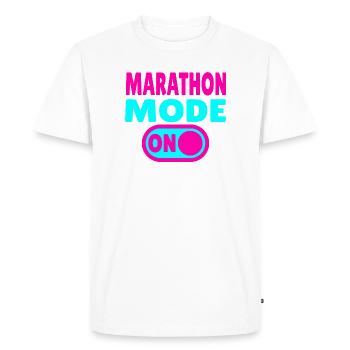 Mode marathon activé – Courir avec passion - T-shirt Premium bio Homme - blanc - Devant - Nico (187cm)