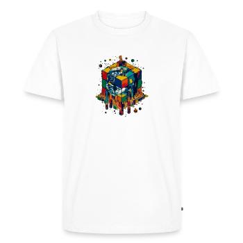 Earth in Color Block Cube - Men's Premium Organic T-Shirt - white - Front - Nico (187cm)