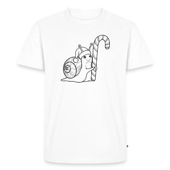Escargot de Noël doux avec canne d’orge d’orge - T-shirt Premium bio Homme - blanc - Devant - Nico (187cm)