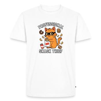 Voleur de snacks professionnel, chat drôle coquin - T-shirt Premium bio Homme - blanc - Devant - Nico (187cm)