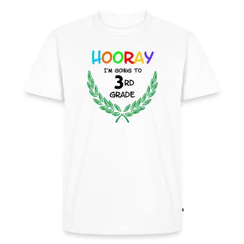 Hourra, je vais en CE1** - T-shirt Premium bio Homme - blanc - Devant - Nico (187cm)