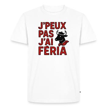 J'peux pas j'ai féria  - T-shirt Premium bio Homme - blanc - Devant - Nico (187cm)