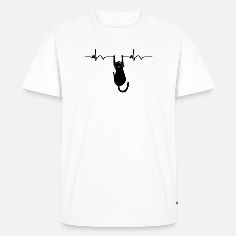 Katze EKG Herzfrequenz Herzschlag - Männer Premium Bio T-Shirt - Weiß