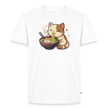 Cat with noodles ramen kawaii cat - Men's Premium Organic T-Shirt - white - Front - Nico (187cm)