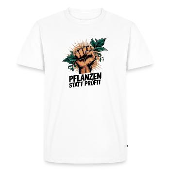 Plants instead of profit, environmental activism - Men's Premium Organic T-Shirt - white - Front - Nico (187cm)