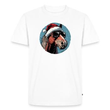Cheval de Noël avec des lunettes de soleil - T-shirt Premium bio Homme - blanc - Devant - Nico (187cm)
