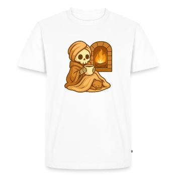 Squelette de cheminée douillet – Chaleureux et détendu - T-shirt Premium bio Homme - blanc - Devant - Nico (187cm)