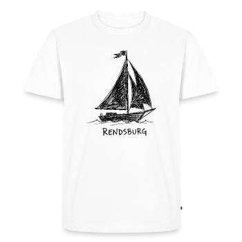 Sailboat Rendsburg – Hand-drawn sketch - Men's Premium Organic T-Shirt - white - Front - Nico (187cm)