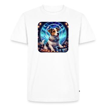 Chiot Cosmique dans la capsule spatiale - T-shirt Premium bio Homme - blanc - Devant - Nico (187cm)