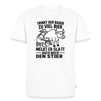 Fermier traiteur de taureaux disant boire de la bière - T-shirt Premium bio Homme - blanc - Devant - Nico (187cm)