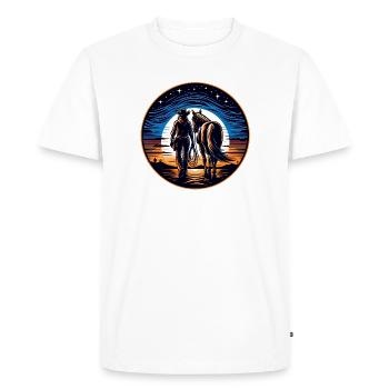 Cavaliers de l’Ouest au coucher du soleil - T-shirt Premium bio Homme - blanc - Devant - Nico (187cm)
