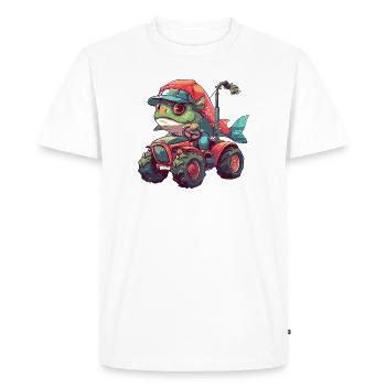 Piranha Fish Tractor Farmer - Men's Premium Organic T-Shirt - white - Front - Nico (187cm)