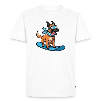 Snowboard Dog Funny Winter Dog - Men's Premium Organic T-Shirt - white - Front - Nico (187cm)