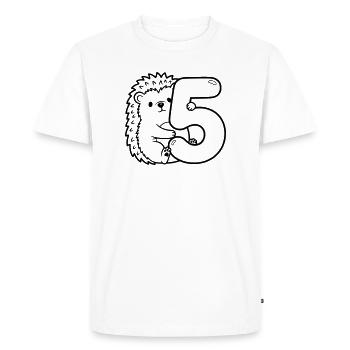 Hedgehog with number 5 cartoon illustration - Men's Premium Organic T-Shirt - white - Front - Nico (187cm)