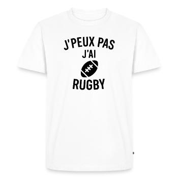 J'peux pas j'ai rugby - T-shirt Premium bio Homme - blanc - Devant - Nico (187cm)