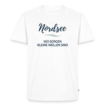 Mer du Nord – Là où les inquiétudes sont de petites vagues - T-shirt Premium bio Homme - blanc - Devant - Nico (187cm)