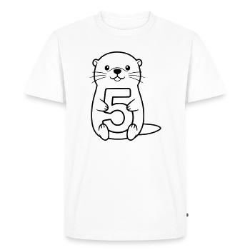 Otter Holding the Number 5 Cartoon Illustration - Men's Premium Organic T-Shirt - white - Front - Nico (187cm)