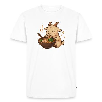 Chèvre aux nouilles, ramen, kawaii chèvre - T-shirt Premium bio Homme - blanc - Devant - Nico (187cm)