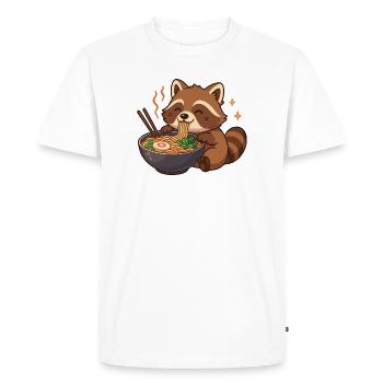 Raccoon with noodles Ramen kawaii raccoon - Men's Premium Organic T-Shirt - white - Front - Nico (187cm)