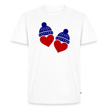 Hearts Winter Hat Love - Men's Premium Organic T-Shirt - white - Front - Nico (187cm)
