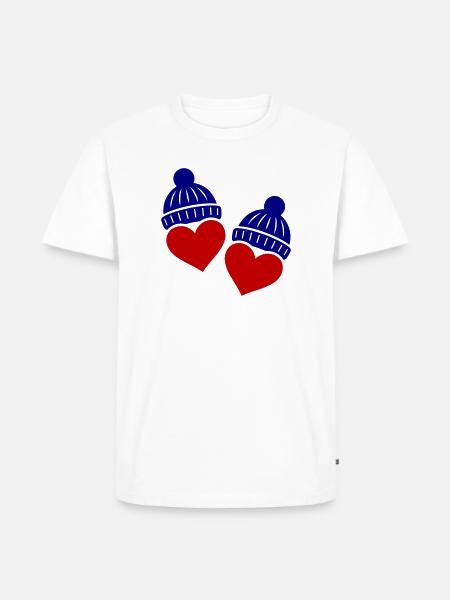 Hearts Winter Hat Love - Men's Premium Organic T-Shirt - white