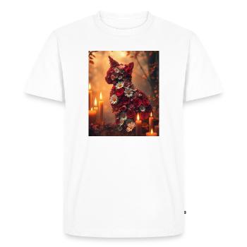 Chat floral romantique - T-shirt Premium bio Homme - blanc - Devant - Nico (187cm)