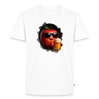 Apple with sunglasses drinking beer - Men's Premium Organic T-Shirt - white - Front - Nico (187cm)