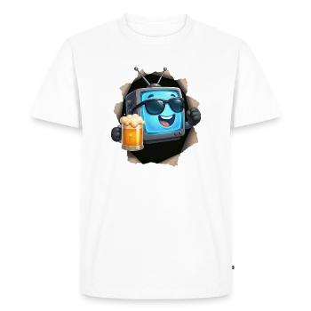 Bière TV - T-shirt Premium bio Homme - blanc - Devant - Nico (187cm)