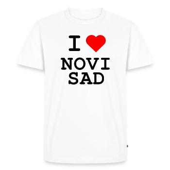 Ich liebe Novi Sad - J’adore Novi Sad - T-shirt Premium bio Homme - blanc - Devant - Nico (187cm)