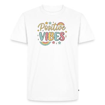 Vibes Positives Arc ciel - T-shirt Premium bio Homme - blanc - Devant - Nico (187cm)