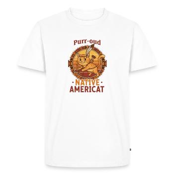 Native AmeriCan Purr-oud Chasse drôle à l’amour des chats - T-shirt Premium bio Homme - blanc - Devant - Nico (187cm)