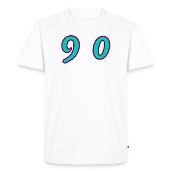 90. 90 ANS. 90e ANNIVERSAIRE. ANNIVERSAIRE 90 ANS. - T-shirt Premium bio Homme - blanc - Devant - Nico (187cm)