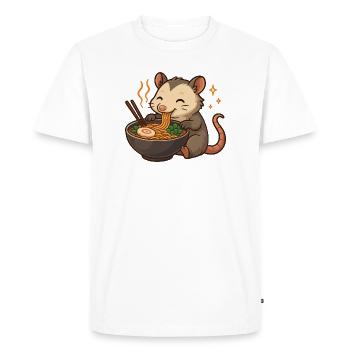 Opossum with noodles ramen kawaii opossum - Men's Premium Organic T-Shirt - white - Front - Nico (187cm)