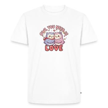 Amour de la chouette : Duo de câlins - T-shirt Premium bio Homme - blanc - Devant - Nico (187cm)