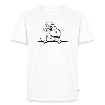 Dessin drôle de lignes de dinosaures de Noël - T-shirt Premium bio Homme - blanc - Devant - Nico (187cm)