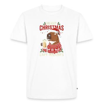 Pull de fête de Noël Capybaras - T-shirt Premium bio Homme - blanc - Devant - Nico (187cm)