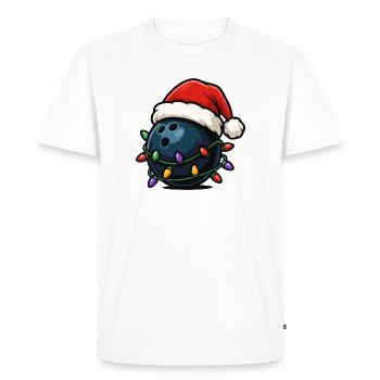 Funny Christmas-themed bowling ball - Men's Premium Organic T-Shirt - white - Front - Nico (187cm)
