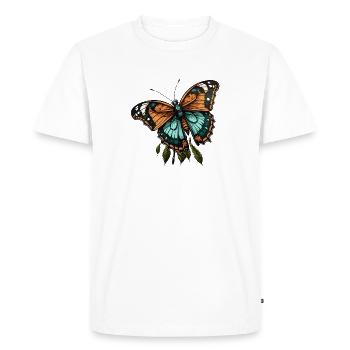 Orange Teal Butterfly - Men's Premium Organic T-Shirt - white - Front - Nico (187cm)
