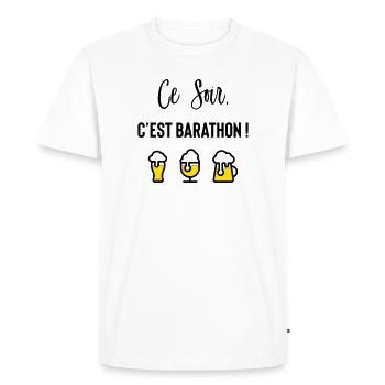 Ce soir c’est barathon ! - T-shirt Premium bio Homme - blanc - Devant - Nico (187cm)