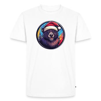 Ours avec le Père Noël Hat - T-shirt Premium bio Homme - blanc - Devant - Nico (187cm)