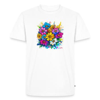 Bouquet de fleurs d’eau colorées - T-shirt Premium bio Homme - blanc - Devant - Nico (187cm)