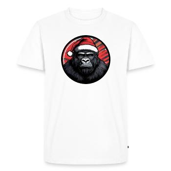 Nuit festive du Gorille Santa - T-shirt Premium bio Homme - blanc - Devant - Nico (187cm)