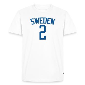 Suède 5 – Design sportif - T-shirt Premium bio Homme - blanc - Devant - Nico (187cm)