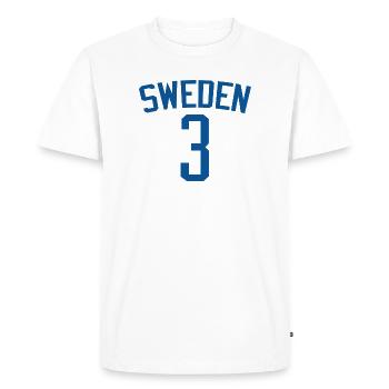 Suède 3 – Design sportif - T-shirt Premium bio Homme - blanc - Devant - Nico (187cm)
