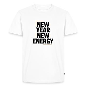 Typographie de l’énergie du Nouvel An - T-shirt Premium bio Homme - blanc - Devant - Nico (187cm)