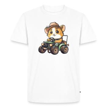 Hamster Tractor Farmer - Men's Premium Organic T-Shirt - white - Front - Nico (187cm)