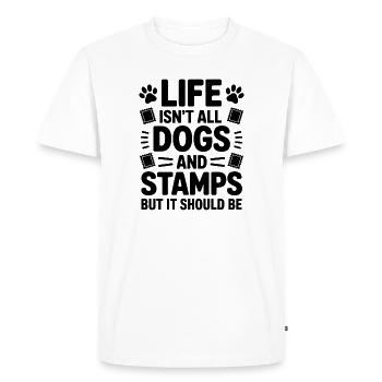 Timbres disant Dog Wit Timbres cadeau - T-shirt Premium bio Homme - blanc - Devant - Nico (187cm)