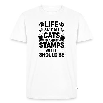 Stamps Saying Cat Joke Stamps Gift - Men's Premium Organic T-Shirt - white - Front - Nico (187cm)