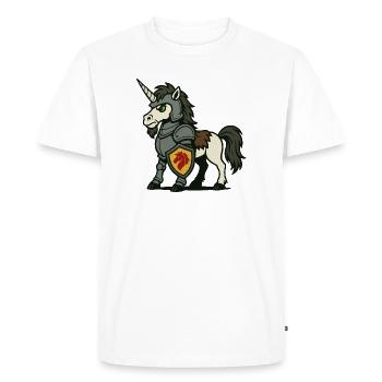 Paladin Licorne Chevalier avec armure et bouclier - T-shirt Premium bio Homme - blanc - Devant - Nico (187cm)