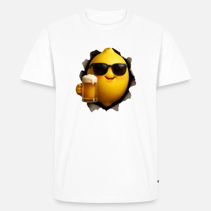 Zitrone Bier Lemon - Männer Premium Bio T-Shirt - Weiß